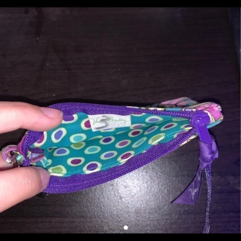 Vera Bradley Plum Petals Zip ID Case Purple Paisley Quilted‎ Cotton Wallet
